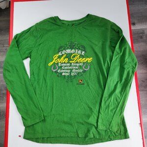 John Deere long sleeve T-shirt women's XL green with graphic design, rhinestone